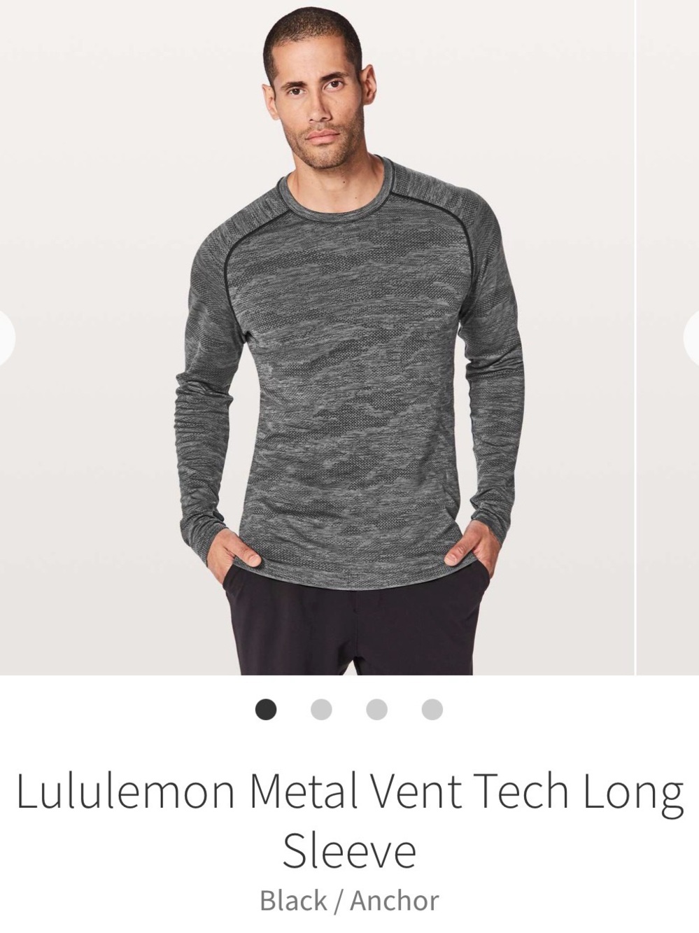 lululemon athletica Men's Metal Vent Gray Heather Long Sleeve Crew